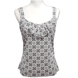 White House Black Market  | Ruffled Print Blouse | Color: Black, White |…